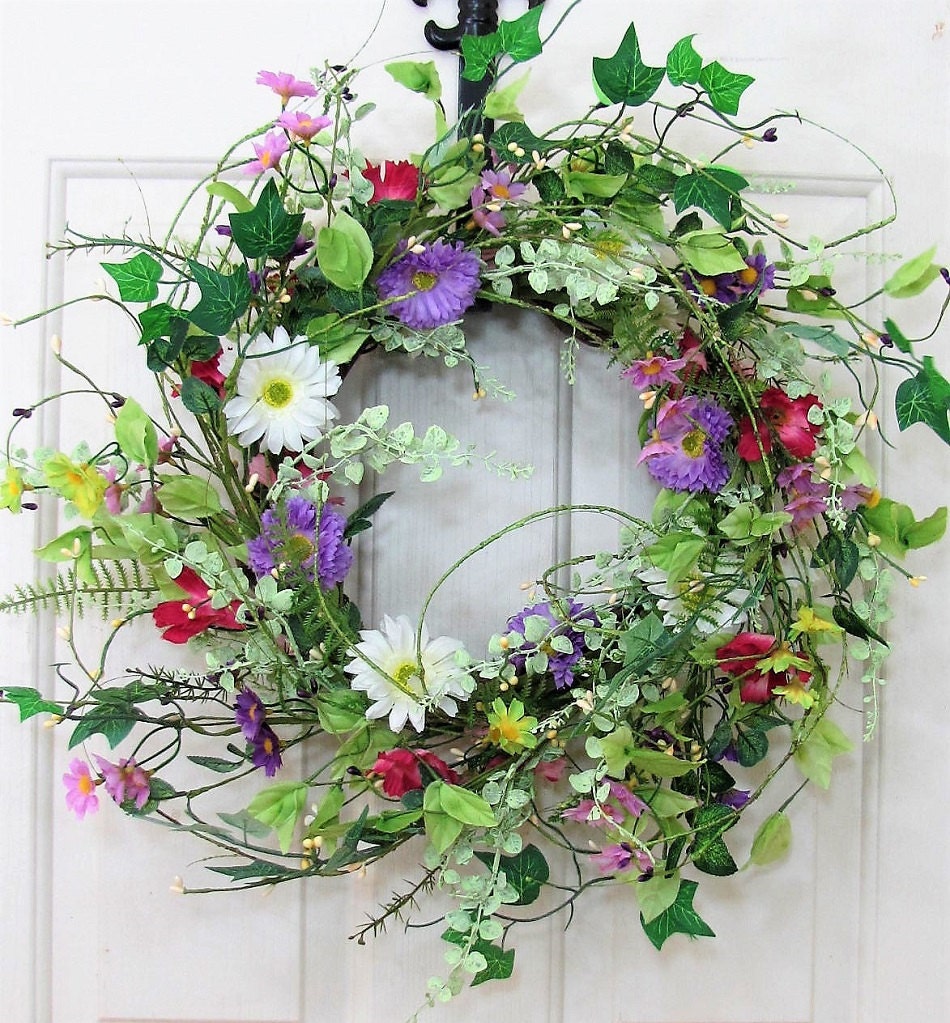 READY To SHIP -  LAST One - Farmhouse Decor - Spring Wreath - Floral Wreath - Spring Door Decor - Farmhouse Wreath - Easter Wreath - Bunny