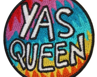 Yas Queen Iron On Patch Embroidery Sewing DIY Customise Denim Broad City Inspired Rainbow Queer LGBTQ Trans Gay Pride Sassy Tumblr