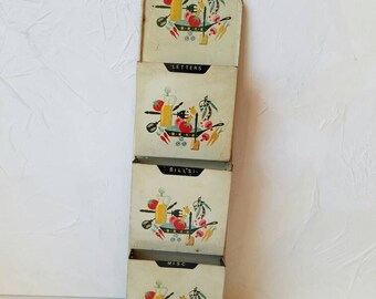 Metal Hanging Mail Sorter Kitchen Decor Bills Letters Misc