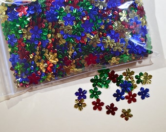 5 Pointed Sequins, Metalic Embellishments in Gold, Red, Blue, Green, Floral, Snowflake, Star Sequins