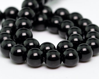 4MM Black Tourmaline Beads Brazil Grade AAA Genuine Natural Gemstone Round Loose Beads 7.5" BULK LOT 1,3,5,10 and 50 (100626h-310)