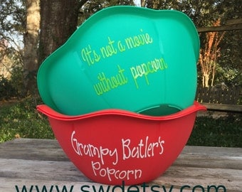 Personalized POPCORN Bowl, Fathers Day Gift, Hostess Gift, Summer, Serving Bowl, Party Supplies