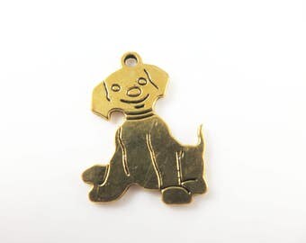 5 Gold tone puppy charms