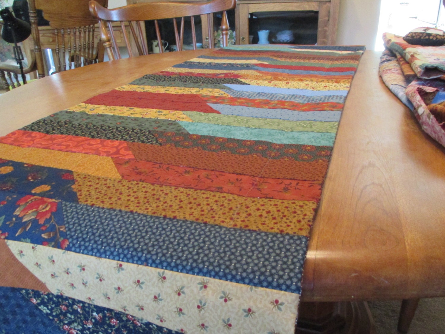 Table Runner Handmade with Jelly Roll strips.