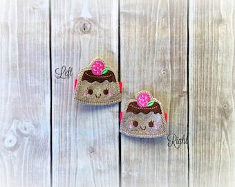 Cake Hair clip Desert hair clippie Pick one or two. Pick Left side or Right.