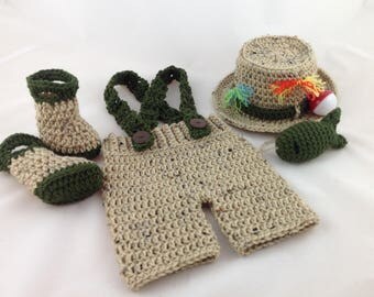 Baby Fishing Outfit - Fisherman Outfit - Fly Fishing Hat - Fishing Hat - Newborn Boy Outfit - Newborn Boy Hat - Baby Shower Gift