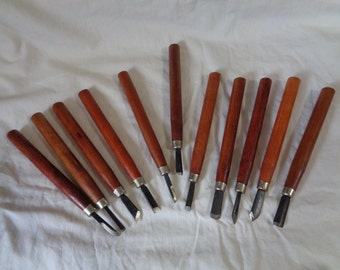 Vintage Lot of 11 Wood Carving Tools Knives