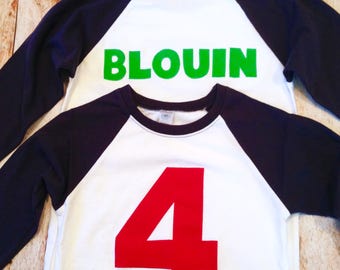 Custom boys birthday shirt Personalized Add NAME -Monogram, Nickname, Initials, letters Baseball Shirt top 100 boys girls baby names party