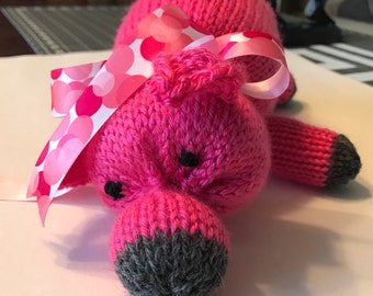 Knitted Pink Pig Stuffed Animal