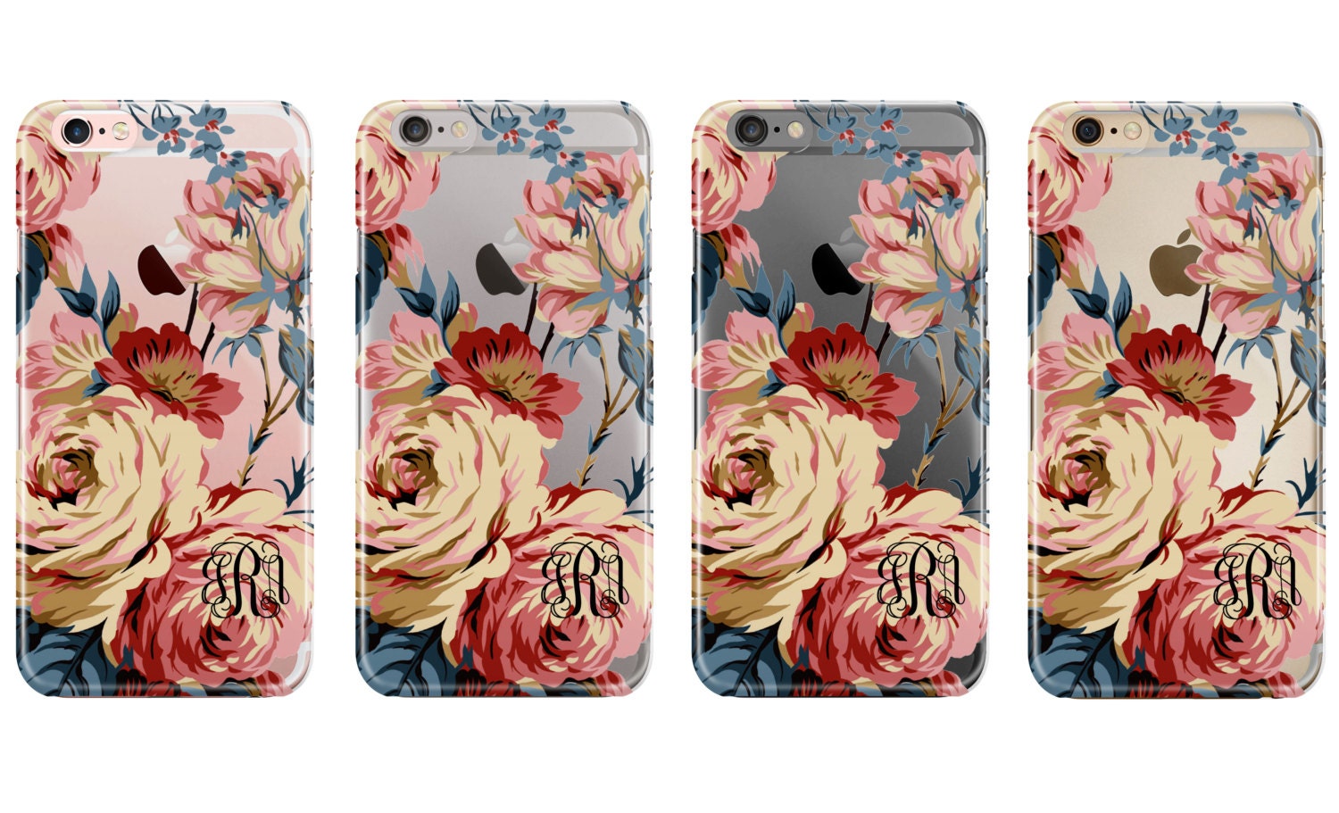 Personalized women's Iphone 6 plus case clear Floral