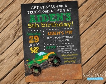 Monster Truck Invitation, Monster Truck Birthday, Monster Jam Invitation, Monster Trucks, Printable Birthday Party Invitation