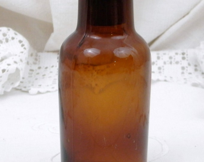 Antique French Amber Glass Medicine Apothecary Bottle with Cork Stopper, French Country Decor, Apothecary Decor, Retro, Interior, Parisian