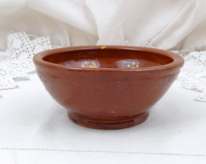 Antique French Provencal Mediterranean Farmhouse Ceramic Terracotta Pottery Slip Ware Glaze Bowl, French Country Decor, Rustic, Vintage