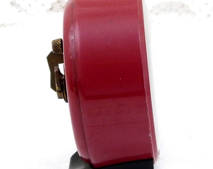 Working Vintage Mid Century French Red / Maroon Mechanical Jaz Alarm Clock, European Wind Up Clock, Retro Vintage Home Interior from France Working Vintage Mid Century French Red / Maroon Mechanical Jaz Alarm Clock, European Wind Up Clock, Retro Vintage Home Interior from France