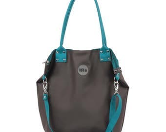 Big Shoulder Bag/ Graphite Turquise / Waterproof/ City Bag