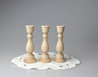 Unfinished Wood Candle Holders Wooden Candlesticks DIY Wedding Accents Home Decor Cake Tier Spacerr Candle Stick Holders Wooden Craft Supply