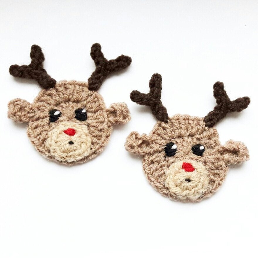 Reindeer Appliques Crochet  Appliques Christmas Motifs  Hat