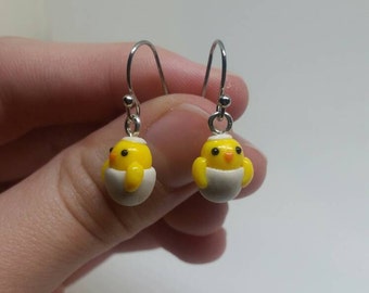Easter Earrings Baby Chick Earrings Chicken Egg Earrings Easter Jewelry Spring Jewelry Spring Earrings Baby Animal Earrings Polymer Clay