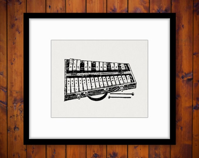 Digital Printable Xylophone Download Music Instrument Graphic Illustration Image Vintage Clip Art Jpg Png Eps HQ 300dpi No.1253