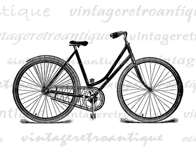 Digital Printable Antique Bicycle Download Bike Illustration Graphic Image Vintage Clip Art Jpg Png Eps HQ 300dpi No.1375