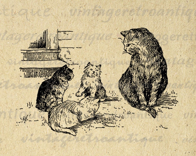 Kittens Printable Graphic Image Cat Digital Download Antique Clip Art Jpg Png Eps HQ 300dpi No.318