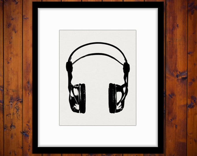 Printable Graphic Headphones Image Music Download Digital Illustration Vintage Clip Art Jpg Png Eps HQ 300dpi No.1994