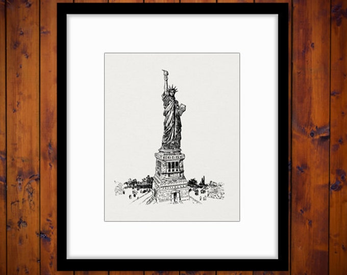 New York City Statue of Liberty Digital Graphic Image Printable Download Antique Clip Art Jpg Png Eps HQ 300dpi No.2767