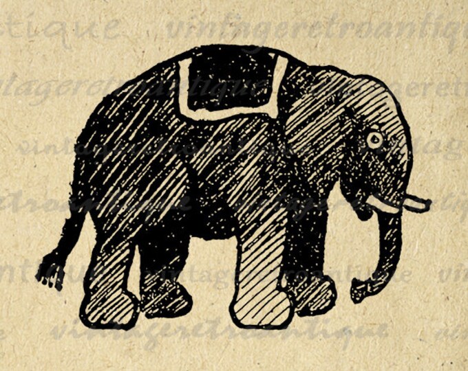 Digital Printable Circus Elephant Download Graphic Illustrated Image Antique Clip Art Jpg Png Eps HQ 300dpi No.2377