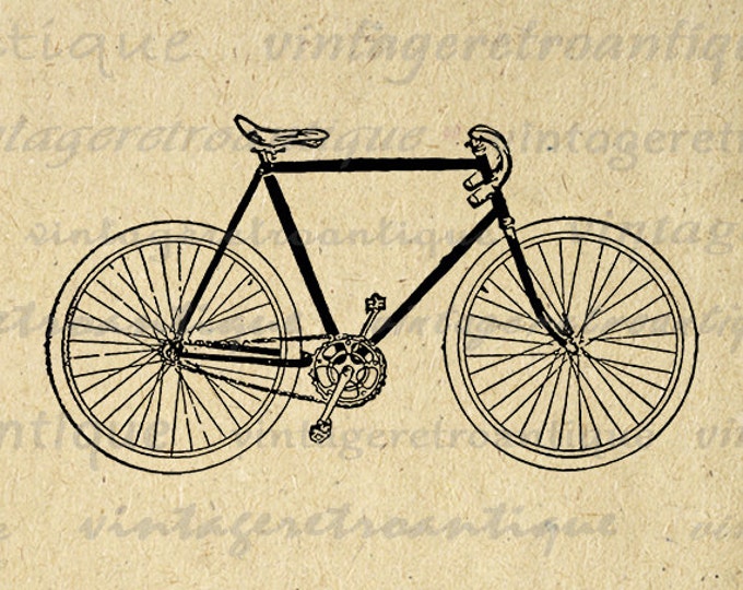 Printable Vintage Bicycle Image Download Antique Bike Digital Graphic Artwork Clip Art Jpg Png Eps HQ 300dpi No.4301