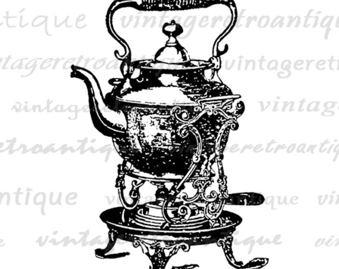 Printable Image Fancy Tea Kettle Antique Digital Tea Pot Download Teapot Graphic Vintage Clip Art Jpg Png Eps HQ 300dpi No.1749