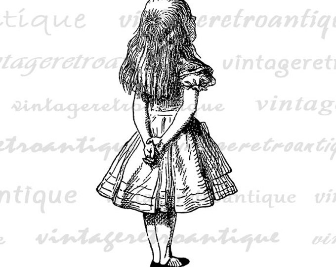 Printable Digital Alice in Wonderland Graphic Standing Alice Artwork Download Alice Image for Transfers T-Shirts Pillows HQ 300dpi No.4671