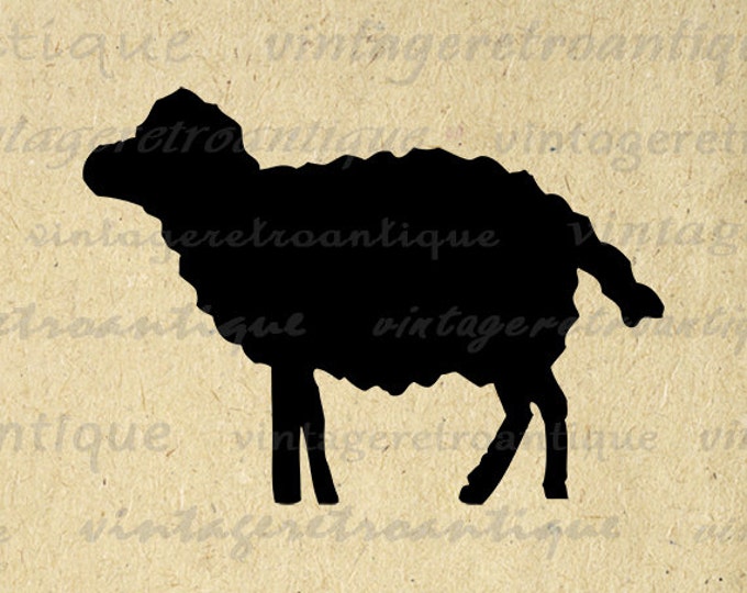 Sheep Printable Image Digital Sheep Silhouette Graphic Farm Animal Shape Lamb Download Vintage Clip Art for Transfers etc HQ 300dpi No.4694