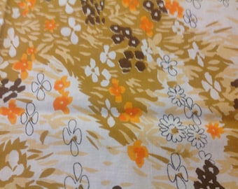 Vintage Vera Tablecloth Orange Brown and Tan Tablecloth Mod
