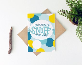 Funny New Baby Card - Funny Baby Shower Card - Sniff Your Baby Card - Boy Baby Shower Gift - New Mom Card - New Dad Card