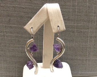 Vintage Handmade Sterling Silver Earring With Purple Amethyst!!!