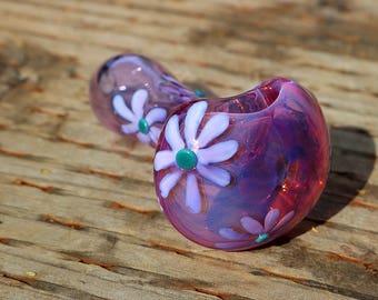 Artist's special- limited time color changing girly glass pipe with hand drawn flowers