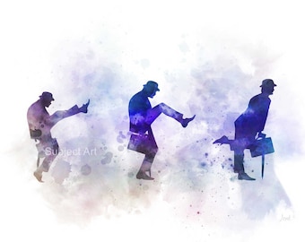 Monty Python ART PRINT illustration, Ministry of Silly Walks, John Cleese, Wall Art, Home Decor