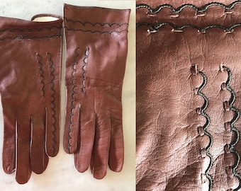 vintage leather gloves // brown leather gloves // vintage gloves