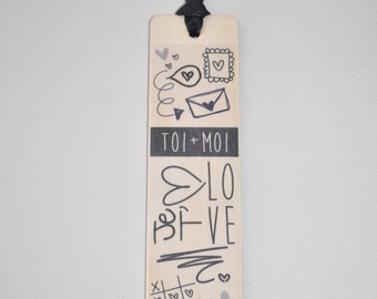 Bookmark wooden - you + me - love