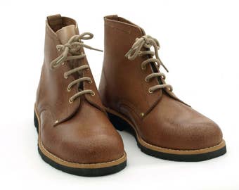 Leather boots recycled tyre soles Portugal traditional vintage laces EU37 - EU46