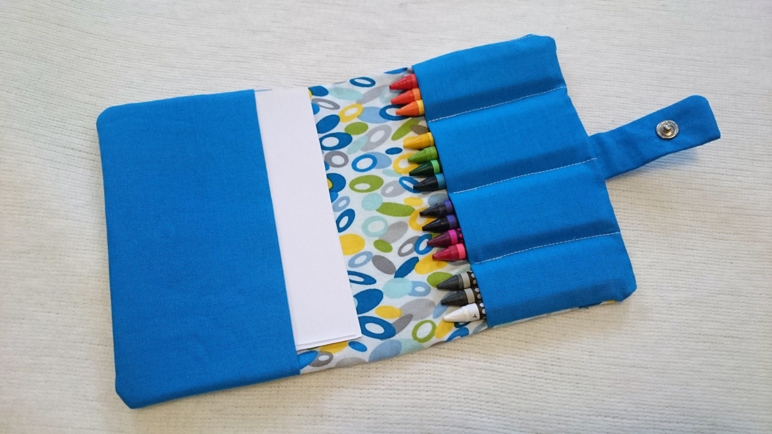 Crayon Case. Kids travel kit. Blue Crayon holder. Gift for