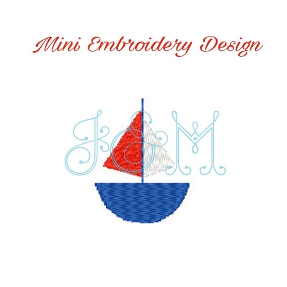 Sailboat Mini Embroidery Monogram Motif