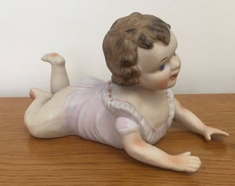 Vintage Bisque Baby Girl Crawling-Shipping Included