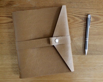 Lined Paper Journal Handsewn Vegan Leather in Light Brown