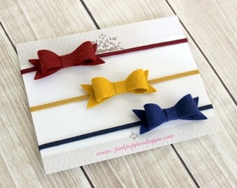 Fall Headband Set, Newborn Headbands, Felt Bows, Thanksgiving Headband, Baby Headbands, Baby Girl Headbands, Baby Headband Set