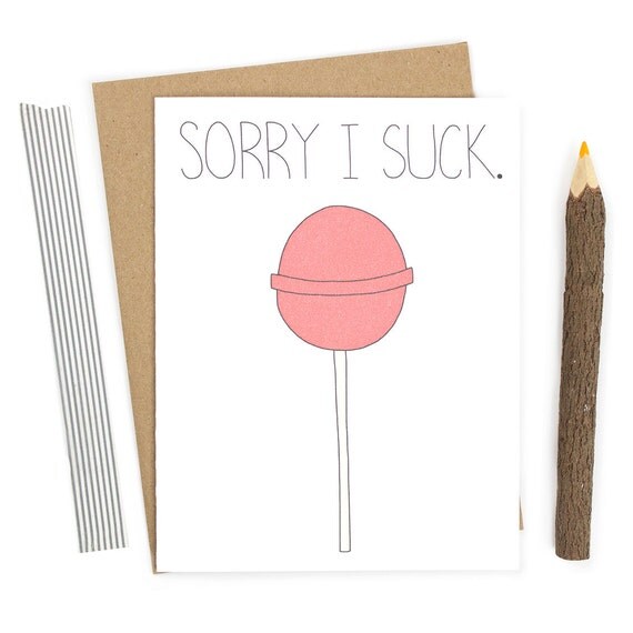 Sorry I Suck Apology Card I'm Sorry Lollipop Card