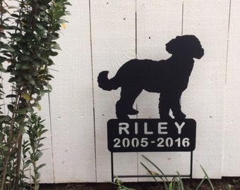 Labradoodle, Goldendoodle, Dog Pet Memorial, Metal Pet Memorials, Pet Cemetery Grave Marker, Pet Address Sign, Dog Memorials, Dog Signs, D16