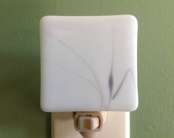 White, Purple, Fused Glass, Night Light, Minimalist, Simple, Classic, Plug In, Bathroom
