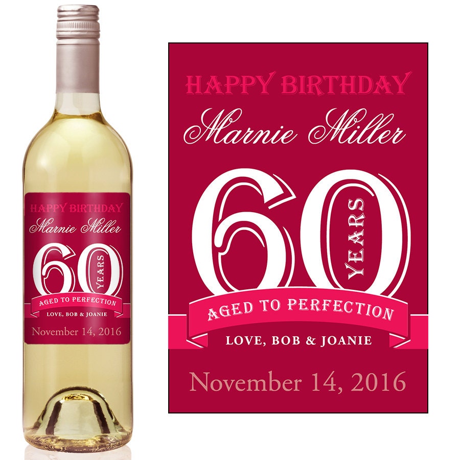 60th birthday wine label personalized wine label custom