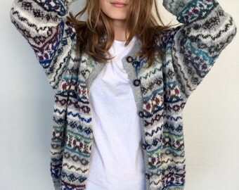 Fair Isle cardigan Wool cardigan Women's sweater Hand made cardigan Made to order